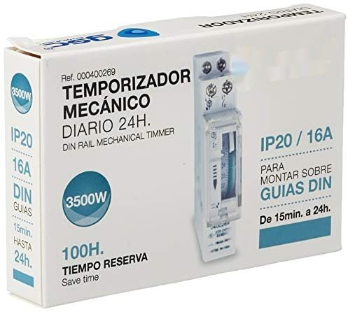 Temporizador mecánico de 24 Horas, con Reloj analógico, Ideal para controlar Dispositivos eléctricos y programar Actividades diarias.
