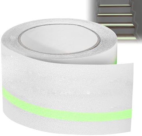 Behogan Cinta adhesiva antideslizante que brilla en la oscuridad: 10 cm x 10 m, cinta antideslizante, cinta adhesiva de seguridad autoadhesiva para escaleras, escaleras y suelos resbaladizos