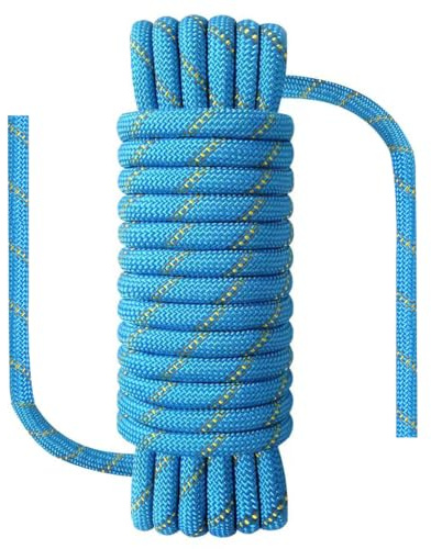 NorthPada Kletterseil, 10 mm x 20 Meter, 15KN Zugfestigkeit, Wasserdichtes, Frostsicheres Statisches Seil, Blau, Nylon-Polyester, für Berg, Fels, EIS, Abseilen, Baumpfleger, Schaukel