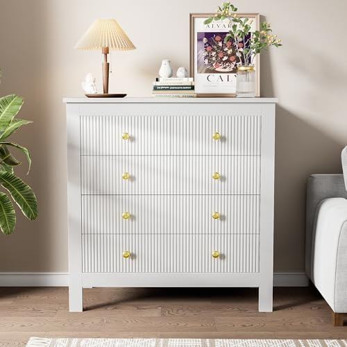 Gelukueub Aparador con puertas especiales, asas doradas, aparador, zapatero, tocador (blanco)