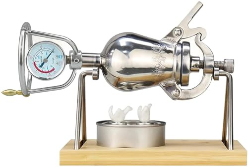 Machine à Pop-Corn Vintage en Acier Inoxydable – Avec Soupape de Sécurité & Manomètre – Style Rétro pour Cinéma Maison, Fêtes & Marchés – Fabrication Robust(520ml)