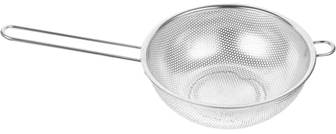 Toyvian Edelstahlsieb mit Stiel Fein Gelochtes Küchensieb für Reis und Gemüse Sicherer Filterkorb zum Abgießen und Abtropfen von Obst Pasta Fleisch Vielseitig und Langlebig