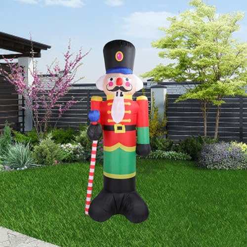VELATEMOR Soldado Cascanueces Inflable de 7.9 Pies con Luz LED, Soldado Cascanueces Inflable a Prueba de Agua, Decoración de Patio de Navidad para Fiesta Al Aire Libre en el Hogar (Enchufe de la UE