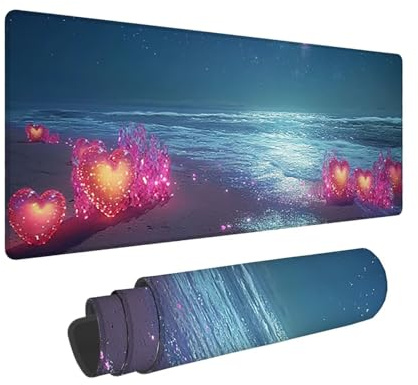 Tappetino per Mouse XXL 1400 x 600 x 3mm Tappetino Mouse Gaming Grande, Mousepad con Base in Gomma Antiscivolo, Tappeto per Tavolo da Gaming per Mouse e Tastiera, Accessori (Spiaggia Conchiglie) V-700