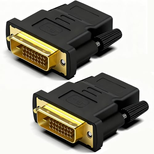 MaxRenard DVI to HDMI Adapter, HDMI Female to DVI (1+24) Male M/F Converter Adaptor, HDMI Port Convert Connector with Gold Plated Connectors-2 pack