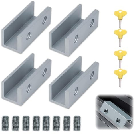 SJACXANM Verrou Baie Coulissante, 4PCS Verrou Porte Coulissante, Deux Trous Avec Clé Incluse, Bloque Porte Coulissante Adaptée Aux Portes Et Fenêtres Coulissantes