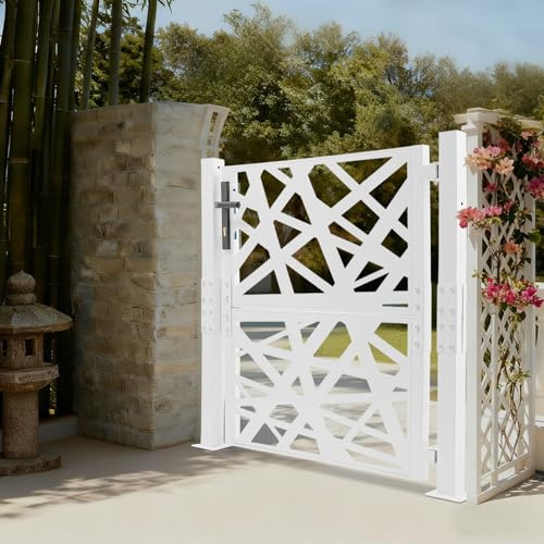 Cancello da giardino | Premium | Porta da giardino | Porta da giardino | Porta da giardino | incl. palo con serratura maniglia e chiave, 105 x 100 cm bianco