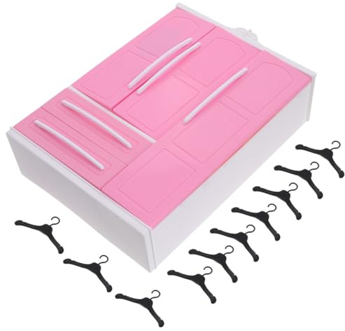 Parliky Armario para Muñecas de 30 Cm Muebles en Miniatura con 10 Mini Perchas Curvadas Armario de Ropa para Muñecas Organizador de Juguetes para Accesorio Color Aleatorio