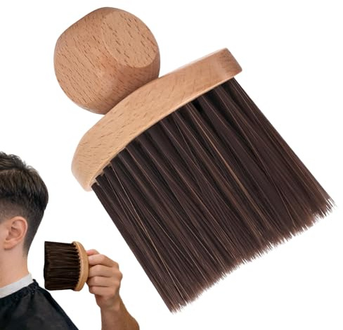 Cepillo para Nuca Accesorio de Limpieza para Corte de Cabello con Cerdas | Brocha para Corte con Mango de Madera para Barbearía, Salón, Hogar, Peluqueros, Hombre, Esposo, Abuelo,