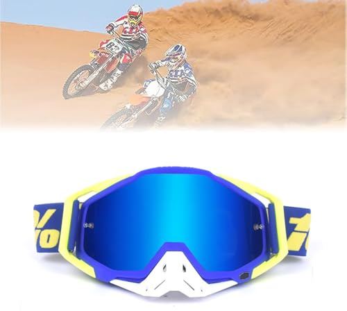 Högkvalitativa motorcykelglasögon, motocrossglasögon, motocrossglasögon med speglade, lämpliga för motorcyklar, racerbilar, offroad-racing, terrängmotorcyklar, mountainbikes, ski- eller öppna hjälmar