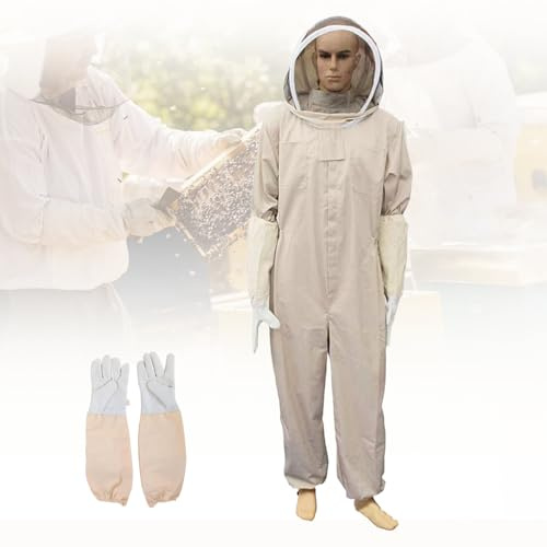 Imkeranzug mit Maske,Professionelle Imkerbekleidung,Imkeranzug Herren Damen Mit Abnehmbarem Gesichtsschutz,Imkerhandschuhe,Wiederverwendbar,Ideal Für Imker Und Anfänger (XL)