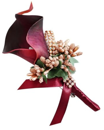 Garneck Elegante Ansteckblume für Hochzeit mit Strassbesatz aus Pu und Strass Feine Handarbeit Einzigartige Brosche für Brautjungfern und Abendparty