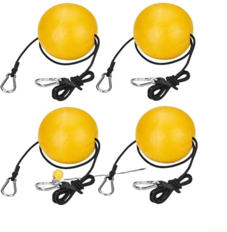 Accarugty Flotador de boya de anclaje con 1. cuerda elástica, boya marcador de PVC de alta visibilidad, para kayak, canoa, pesca, esquí acuático y accesorios de buceo (4 piezas)