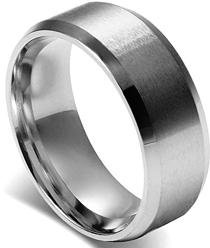 Flongo herrring bred herrring herrring, 8 mm rostfritt stål band ring ringar svart alla hjärtans dag kärlek par förlovning förlovningsringar bröllop polerade herrtillbehör, Rostfritt stål, Ingen