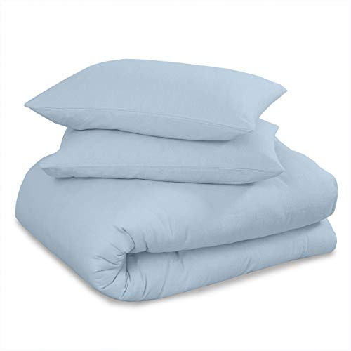 GC GAVENO CAVAILIA Thermal Flannelette Blue Sheets Set | Brushed Cotton Bedding Flannel Bed Sheet Set Double | 4Piece Include Flat, Fitted Sheet and 2x Pillow Case Set