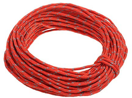 Inzopo 15,2 m 2,5 mm Camping-Zelt-Vorzelt, reflektierendes Abspannseil, Paracord-Schienen, 3 Farben, Rot