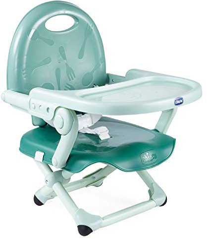 Chicco Pocket Snack Rialzo Sedia per Bambini 6 Mesi-3 Anni (15 kg), Seggiolino Pappa Alzasedia da Tavolo Portatile Seggiolone Da Viaggio Chiusura Compatta, Vassoio Rimovibile, Verde