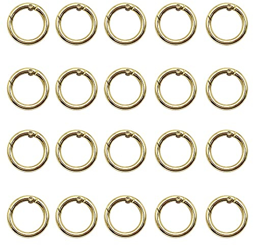 GOIYZTTR 20 Stück Runde Karabiner Schlüsselringe Zink-Legierung Runder Karabinerhaken Karabinerhaken Snap für Taschen Bastelzubehör 26.5mm/Gold