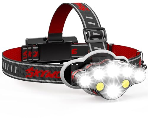 Enkifun Torcia Frontale LED Ricaricabile,2023 Aggiornamento Lampada Frontale LED Ricaricabile 18000 Lumens 8 Modalità IPX5 Impermeabile Torcia da Testa,Lampada da Testa Trekking a mani libere