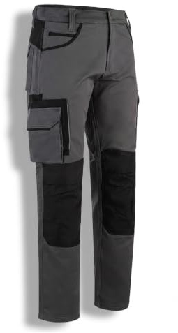WrightFits Olympian Pro Work Trousers Men - Cargo Trousers for Men UK - Mens Work Trousers with Knee Pads Pockets - Combat Trousers in Grey (34W X 33L)