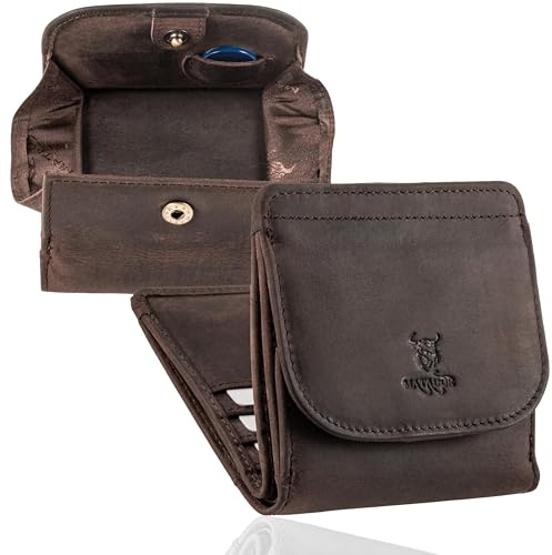 MATADOR Cartera pequeña para mujer de piel Viena, mini cartera para mujer con elegante caja de regalo, elegante cartera para hombre pequeña con bloqueo RFID, cartera pequeña de lujo para hombre con