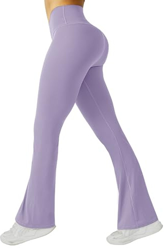 Friptspyg Yoga Pants Donna Flare Leggings Allenamento Pantaloni Jogging Gym Training Pants Controllo Addominale, Lilla Viola XL