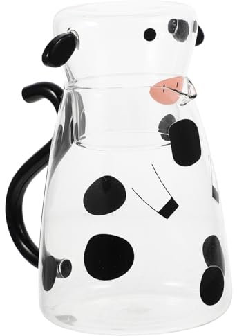 DECHOUS Glasflasche Zum Trinken Von Kaltwasser Mit Tasse Kuhwasserkrug Multifunktions-wasserkaraffe Teekanne Nachttisch-glasbehälter Für Abendessen Und Partys