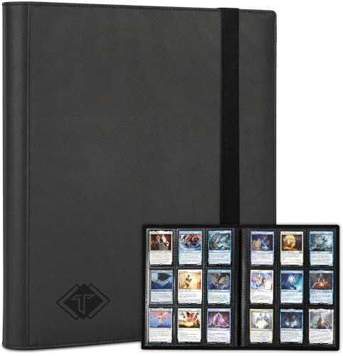 Trading Card Binder Holder 9 Pocket Card Album Folder, Card Collection Binder with 360 Side Loading Pocket Card Book Fit for MTG Baseball Football Sports Card Play Cards (Black, 432 Pockets-1)