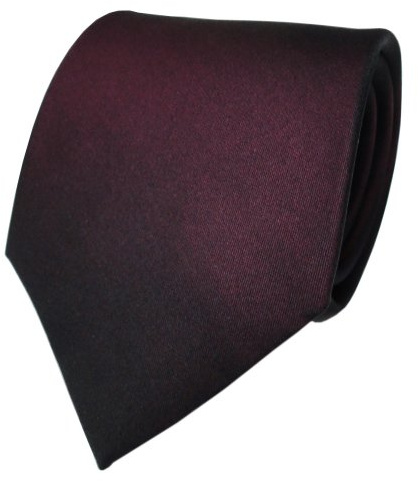 TigerTie Satin Seidenkrawatte rot schwarzrot dunkelbordeaux Uni - Krawatte Seide