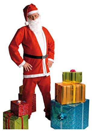 Karneval-Klamotten Weihnachtsmann Kostüm Herren Nikolaus-Kostüm Komplettkostüm Mantel Hose Weihnachtsmütze Gürtel + Bart