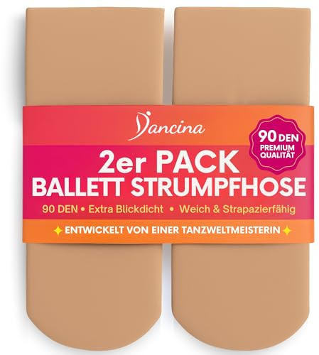 Dancina Mädchen Ballett Strumpfhose Ultra-Stretch Mikrofaser L (146-164) Caramel x2