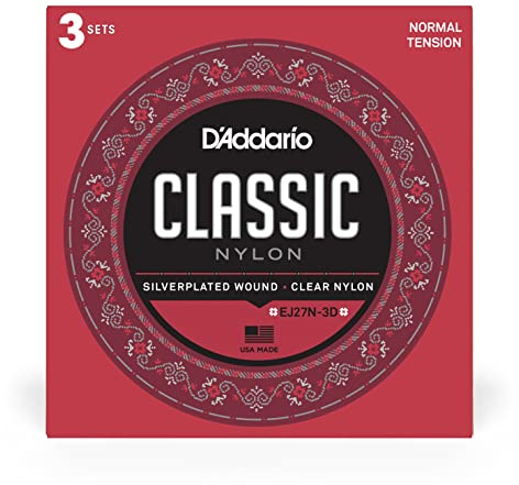 D'Addario Gitarrensaiten Konzertgitarre | Akustikgitarre | Akustik Gitarre Saiten | Classical Guitar Strings | EJ27N-3D Schüler-Saiten für Klassikgitarre, Nylon, normale Spannung