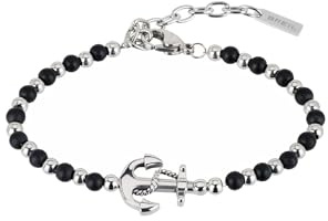 Breil – Colección de joyas para hombre, ónix, negro, pulsera y collar de acero y piedra natural, negro, One Size, Acciaio