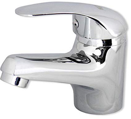 Vetrineinrete® Rubinetto per lavabo miscelatore monoleva regolabile acqua calda e fredda monocomando lavandino monoforo da bagno in ottone cromato 52927 F3