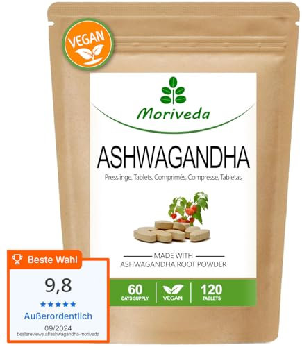 Ashwagandha Tabletten 2000mg-100% Wurzelpulver-60 Tage Vorrat-Reines Naturprodukt in Spitzenqualität-Vegan und glutenfrei-Indische Schlafbeere-Balance & innere Ruhe-120 Presslinge