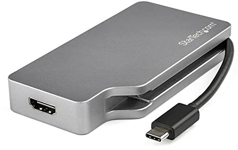 StarTech.com Adaptateur Multiport USB-C avec HDMI/VGA/Mini DisplayPort ou DVI - Convertisseur USB Type C vers HDMI 2.0 ou mDP 1.2 (4K60Hz) - VGA ou DVI (1080p) - Aluminium Gris Spatial (CDPVDHDMDP2G)