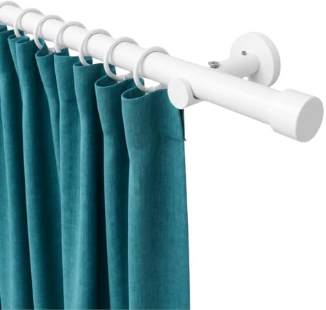 Rollmayer Gardinenstange Ø19mm 400cm Weiß Matt 1-läufig mit Crux | Metall, Wandbefestigung ohne Ringe, Für Wohnzimmer Schlafzimmer Büro