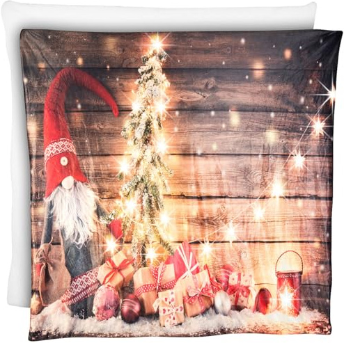 infactory Weihnachtsdecke: Kuscheldecke mit Weihnachtsmotiv und 10 warmweißen LEDs, 150 x 140 cm (Weihnachts Kuscheldecke, Weihnachtsdecke kuschelig, Weihnachtsdecken für Sofa)