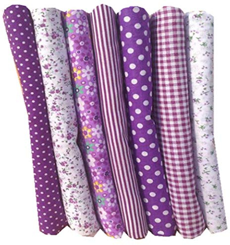 7 Stück Stoffe zum Nähen,DIY Stoffreste Baumwolle,Baumwollstoff Patchwork Stoffpaket für Kleidung, Bettwäsche, Vorhänge, Puppen, Handtaschen (Lila, 50 * 50cm)