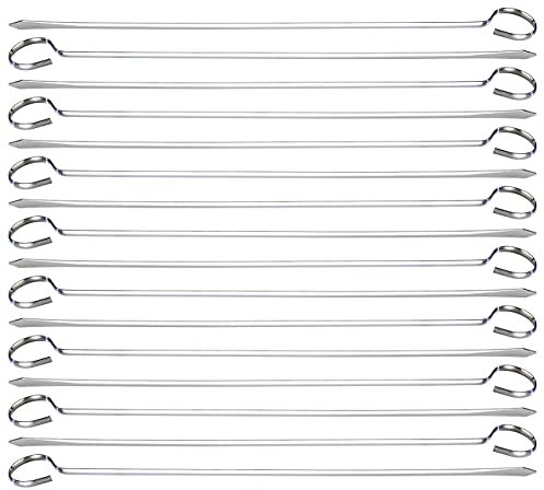 Rosenstein & Söhne Grillspieße Metall: Schaschlik-Grillspieße aus Edelstahl im günstigen 16er-Set, je 31 cm (Schaschlikdrähte, Schaschlikspieß-Set, BBQ)
