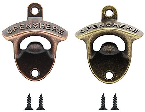 Sixfolo 2 Stück Jahrgang Flaschenöffner Wandmontage Metal Bierflaschenöffner der Wand Montiert für Bars Restaurants Küchen Geschenke für Männer Bierliebhaber