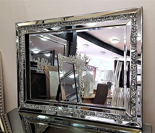 Deenz Crushed Diamond Crystal Glass Silver Frame Wall Mirror 60X80Cm Home Decor, Gift, The World’S Largest Picture Frame Collection Of Deenz Store