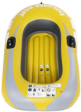Cocoarm Schlauchboot aufblasbares Boot Sportboot Verdicktes Angelboot Paddelboot PVC Freizeitboot Gummiboot Fischerboot Raftingboot Kajak für 1 Person 150 x 100 cm Gelb