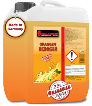 Optimal Products Orangenreiniger Konzentrat I Synthetischer Allzweckreiniger mit hoher Fettlösekraft I Als WC Reiniger, Badreiniger geeignet I 5L