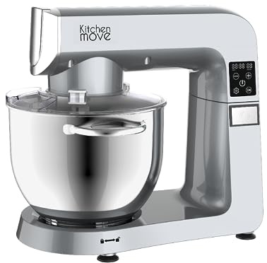 KITCHEN MOVE Robot pâtissier multifonction puissant 1800W STAN écran digital LCD minuterie grand bol 7L 10 vitesses Couleur gris