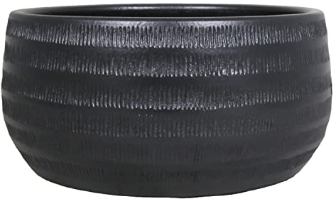 innaGLAS Coupe en céramique TIAM avec rainures, Noir Mat, 14 cm, Ø 29 cm - Coupe à Plante