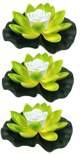 Yeehliny 18cm Lotus Laterne, Wasserdichte LED Garten Pool Licht, Schwimmende Laterne, Künstliche Lotusblüten Seerosen Licht Wasserlaterne für Garten Teich Terrasse (3 Stück/E)