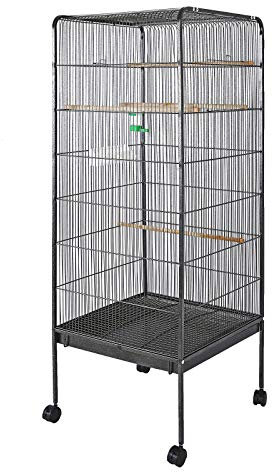 Wiltec XL Vogelvoliere Vogelkäfig 54x54x146cm Voliere mit Sitzstange Käfig für Kleinvögel & Wellensittiche