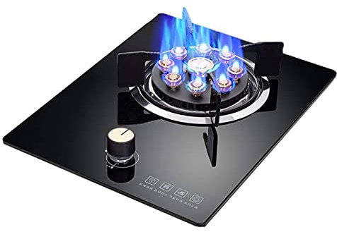 Cuisinière À Gaz De 33 Cm, Poêle À Feu Féroce À Neuf Cavités De 5,2 KW, Table De Cuisson en Verre Trempé Noir, avec Protection Anti-Extinction, Comptoir Intégré À Double Usage (Color : A, Size : LPG