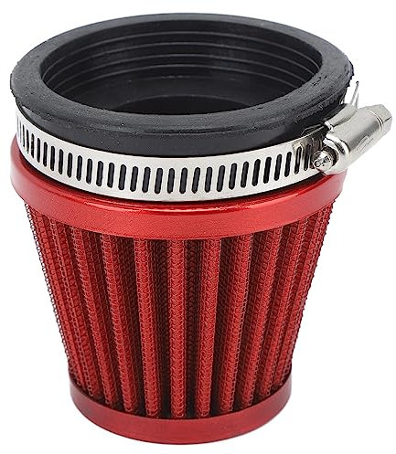 Filtro dell'aria per Moto Corsa Filtro di Aspirazione dell'aria a Cono Tondo Conico 60 Mm per Moto Fuoristrada (Rosso)